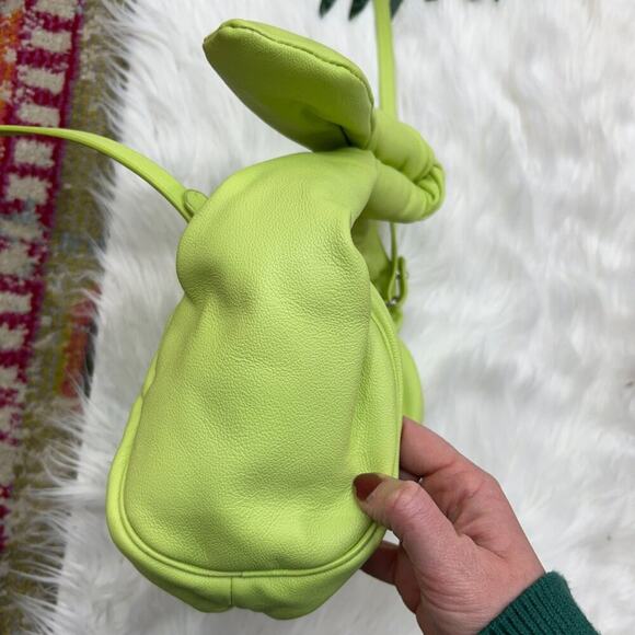SCHUTZ Lime Green Knotted Bow Leather Bag Purse - Picture 5 of 11